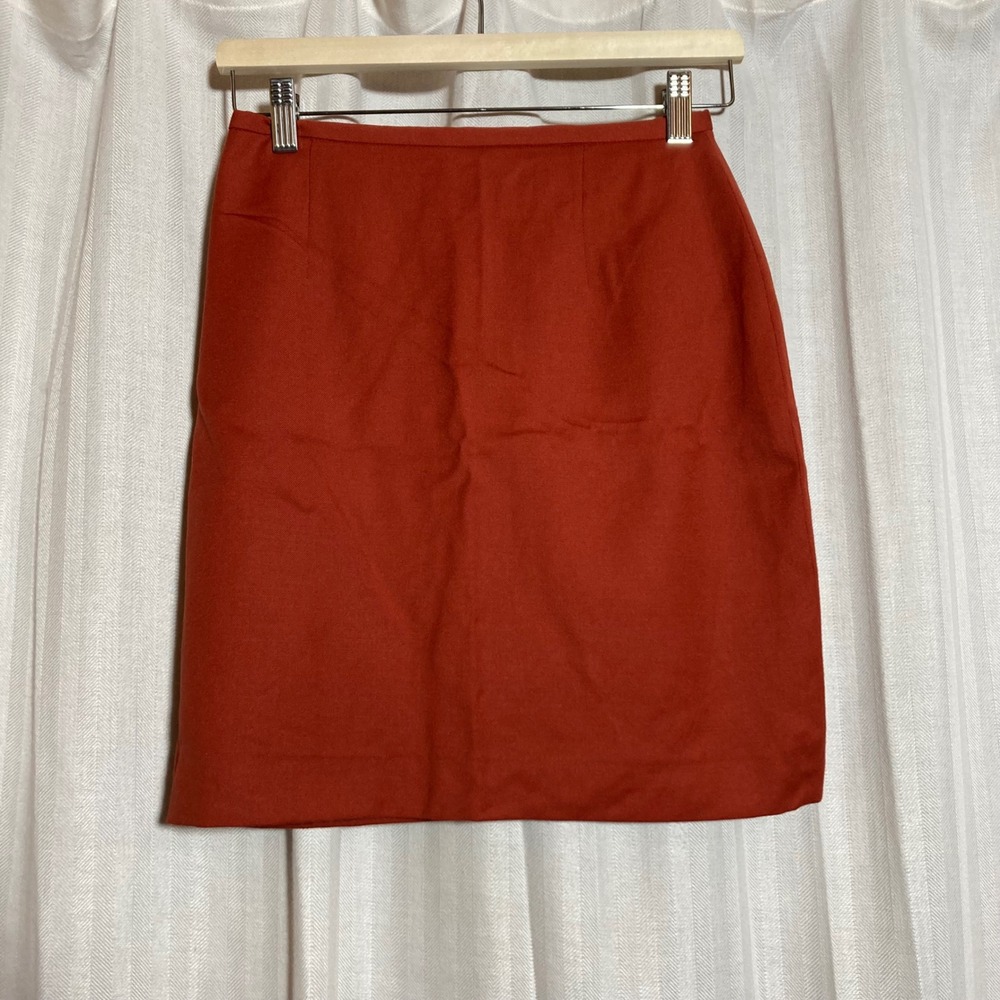 Proportion Petite Denise Cape Burnt Orange 100% Wool Pencil Skirt Vintage Size 4